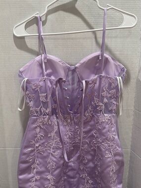 Amazon Lilac Spaghetti-Strap Embroidered Prom Dress